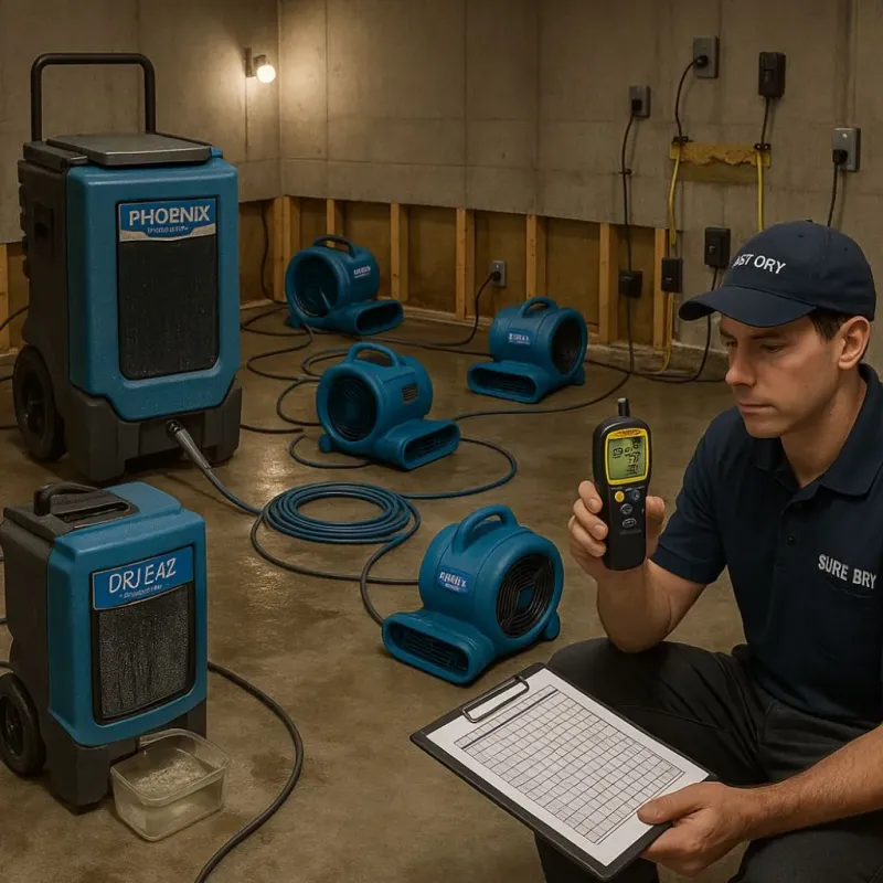 Structural Drying and Dehumidification process in Fairfield, TX